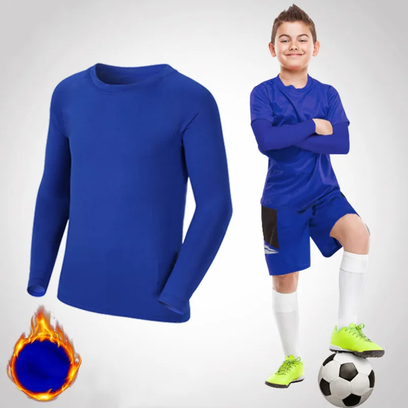 Kids Children Boy Girl Running Long T Shirt Fitness Sport Basketball Football Outdoor Hiking Jogging Thermal Soccer Clothes J25