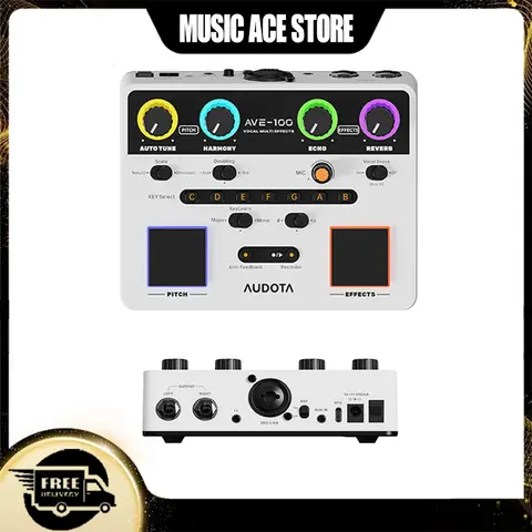 Audota Ave-100 Vocal Multi-Effects Processor Rev Delay Pitch Correction & Harmony Modes-Auto Key Detection & Vocal Cancellation