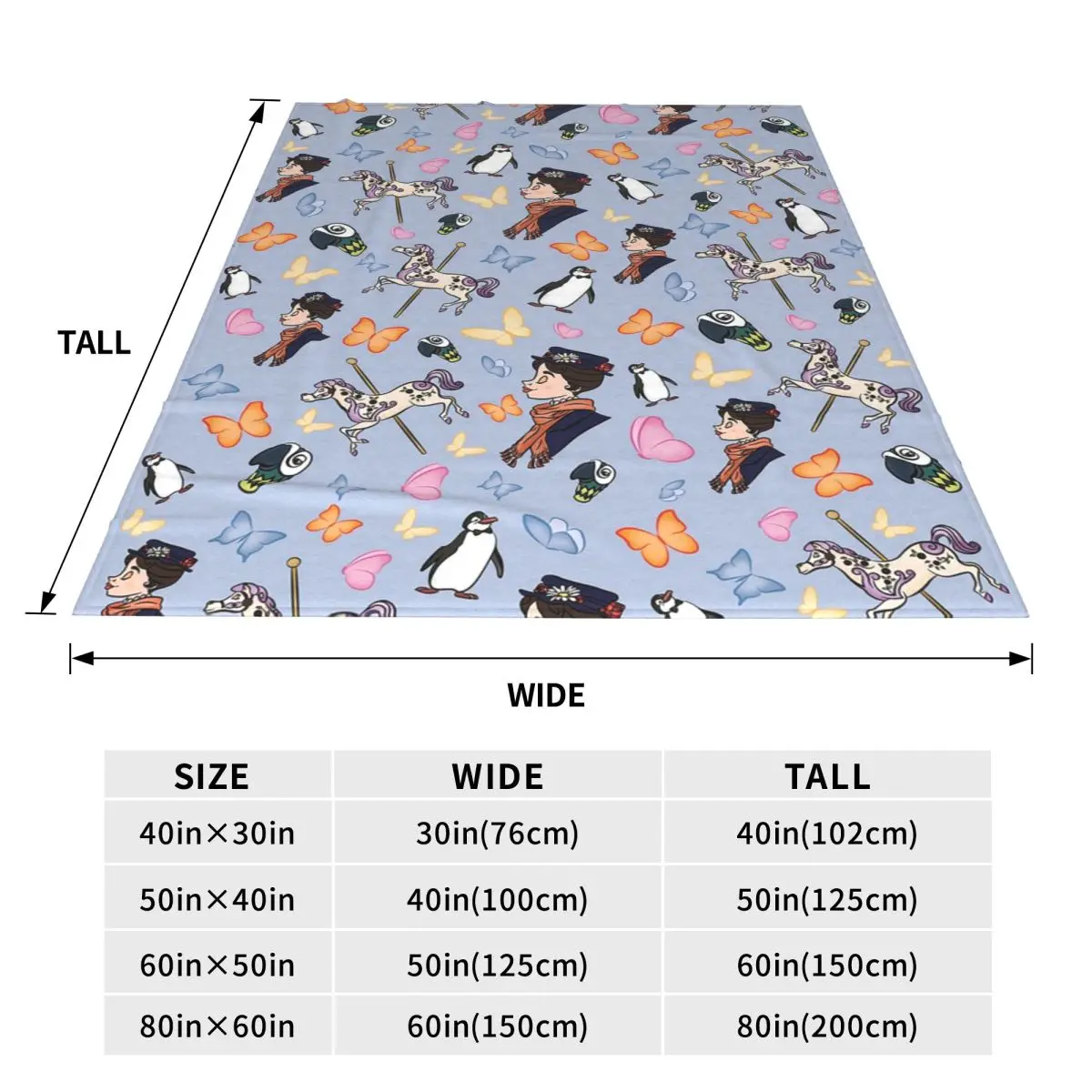 Mary Poppins Pattern Blanket Flannel Sofa Throw Blanket Lightweight for Home Bedroom Throws Bedspread Quilt