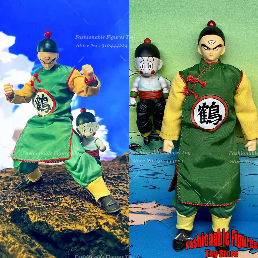 

SHF 1/12 Men Soldier Dragon Ball Tien Shinhan Robe Hat Classic Green Printed Martial Arts Uniform Coat Fit 6" Action Figure Body