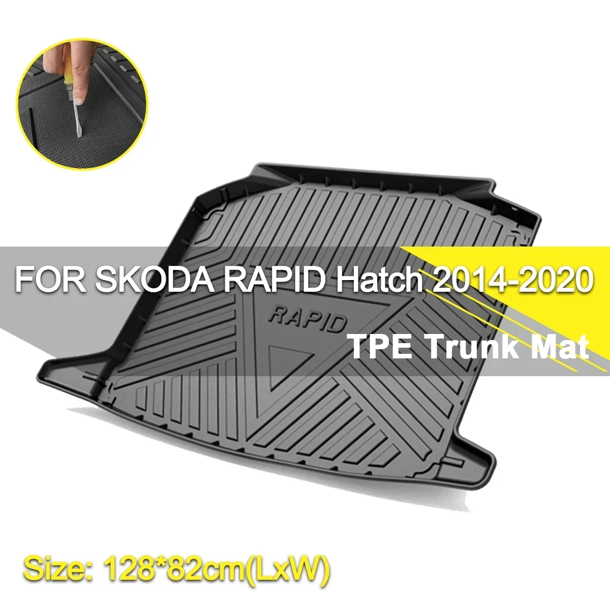 

Car Rear Trunk Cover Mat Waterproof Non-Slip Rubber TPE Cargo Liner Accessories For Skoda Rapid Hatchback 2014-2020