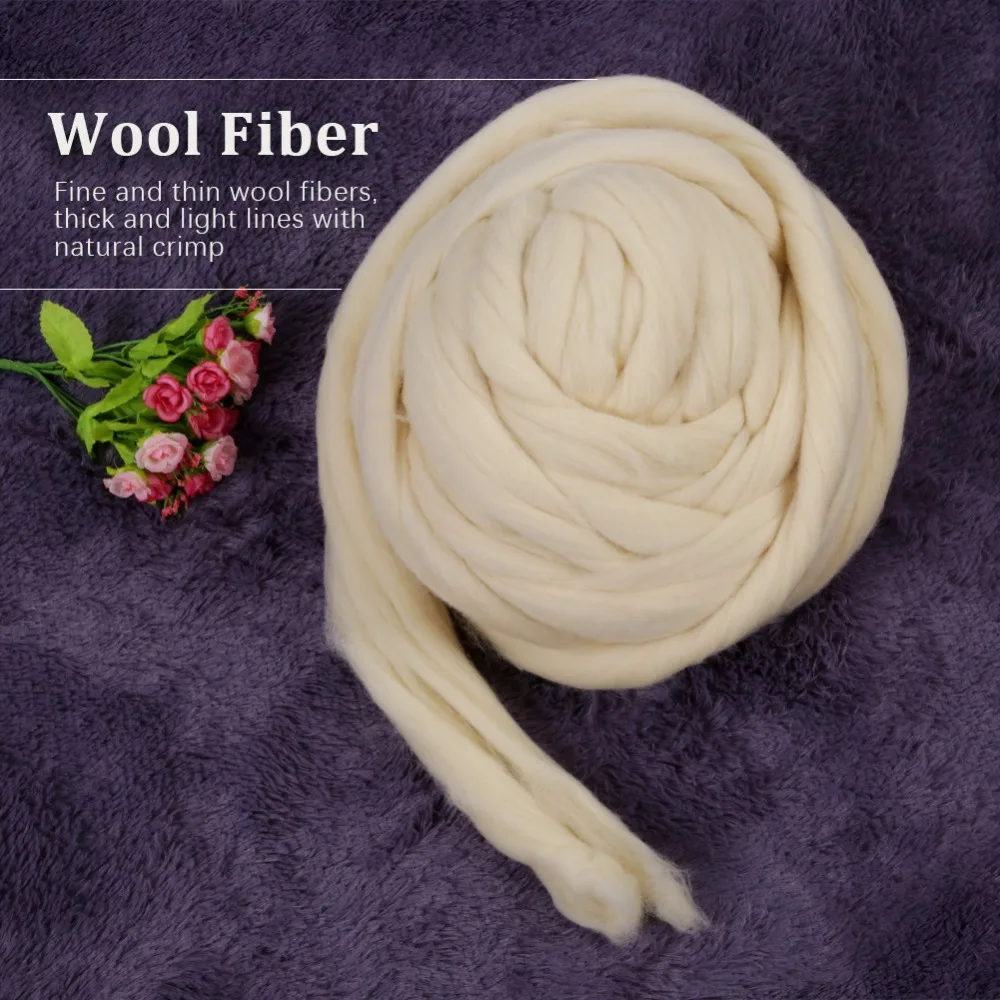 Soft White Wool Roving 8.8 oz Wool Spinning Wool Roving Chunky Yarn For Needle Felting