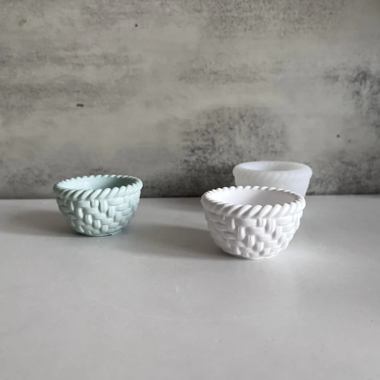 Woven Basket Flowerpot Mold DIY Concrete Candle Cup Vessel Silicone Mold Wave Vase Pen Holder Plaster Bowl Clay Mold