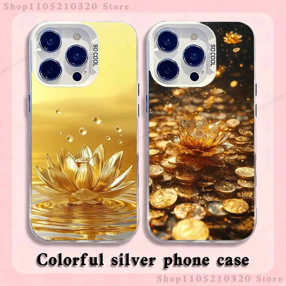

Wealth Art Dazzling Gold Phone Case For iPhone 17,16,15,14,13,12,11,Pro,Max,Plus,Mini,XS,SE Anti Fall White Matte Hard Bumper