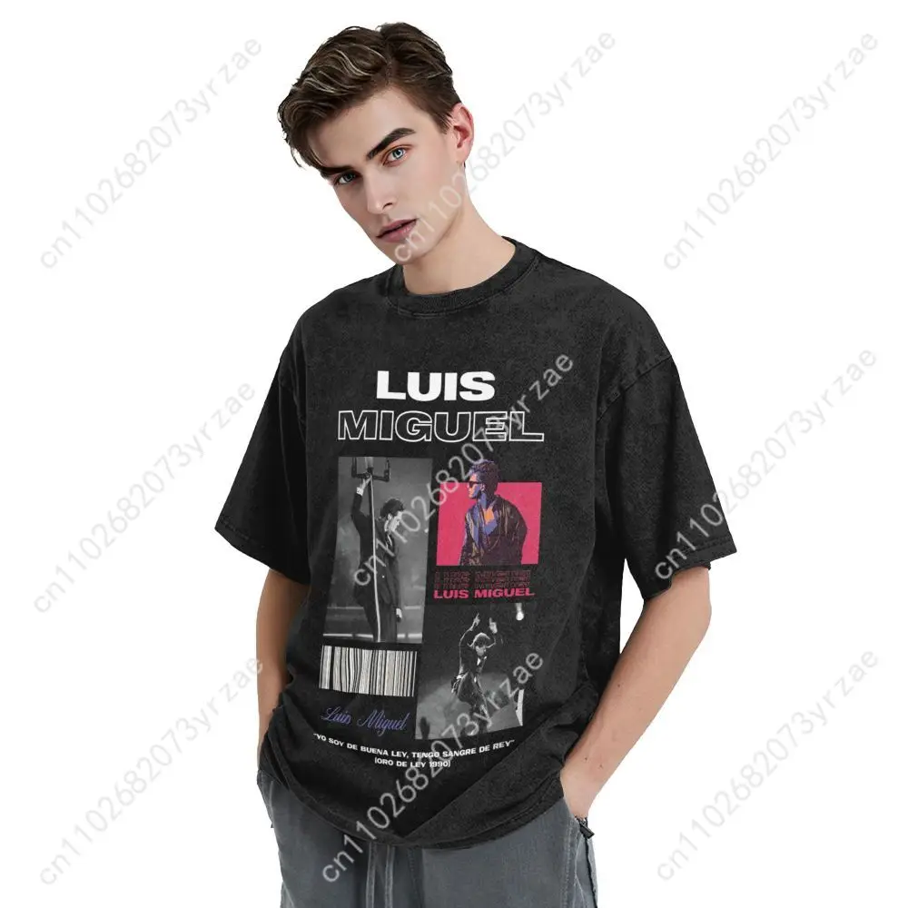 Luis Miguel Retro Wash Tshirt Uomo Donna T-shirt vintage di alta qualità in cotone maniche corte T-shirt moda Top morbidi e traspiranti
