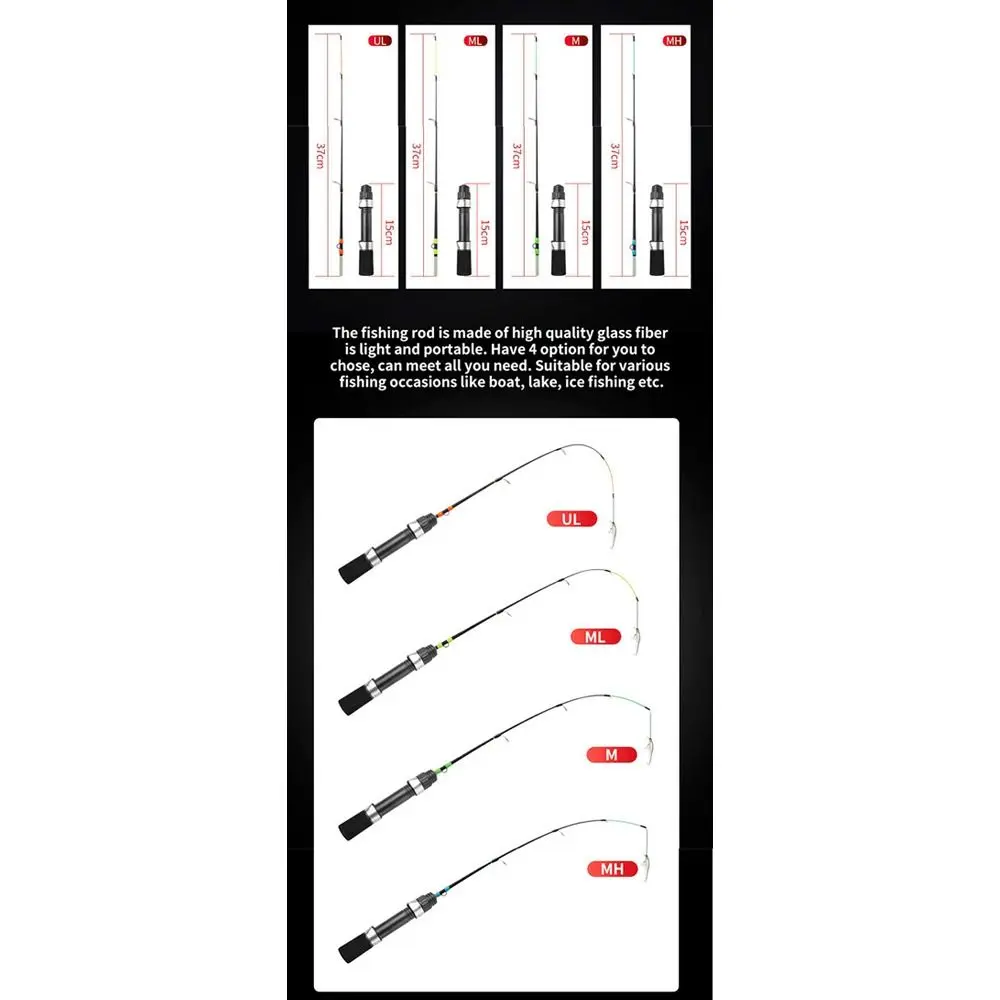 2 قسم الشتاء الجليد الصيد رود خفيفة تصميم الغزل نوع الغزل قضيب 52 سنتيمتر طول خفيفة قصبة صيد خشبية الشتاء الصيد