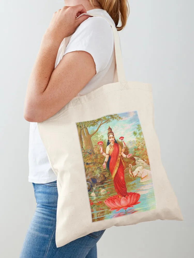 Lakshmi, Hindu Goddess of Wealth, Fortune & Prosperity Tote Bag tote bag screen Women's beach bags hand bag