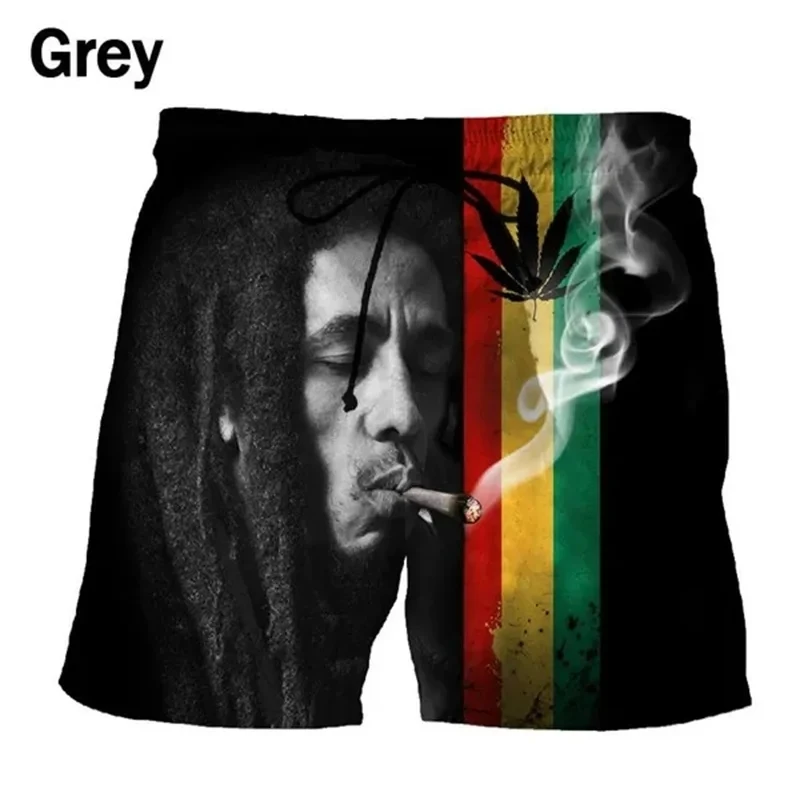 Rock Singer Bob Marley Reggae Rasta Pattern Men Shorts 3D Printing Short Pant Men\'s Outdoor Leisure Oversized Sports Gym Shorts