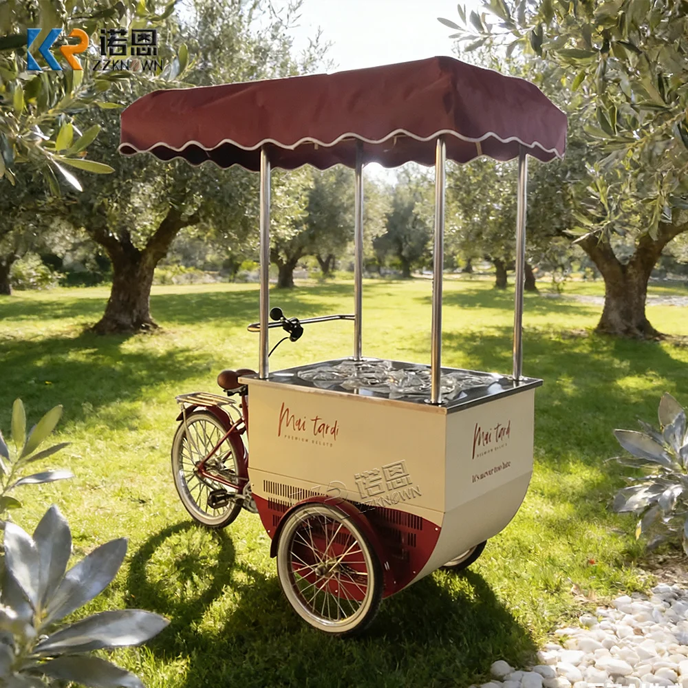 

Outdoor Food Cart Mobile Street Sushi Snack Kiosk Street Hand Push Ice Cream Cart For Event Display
