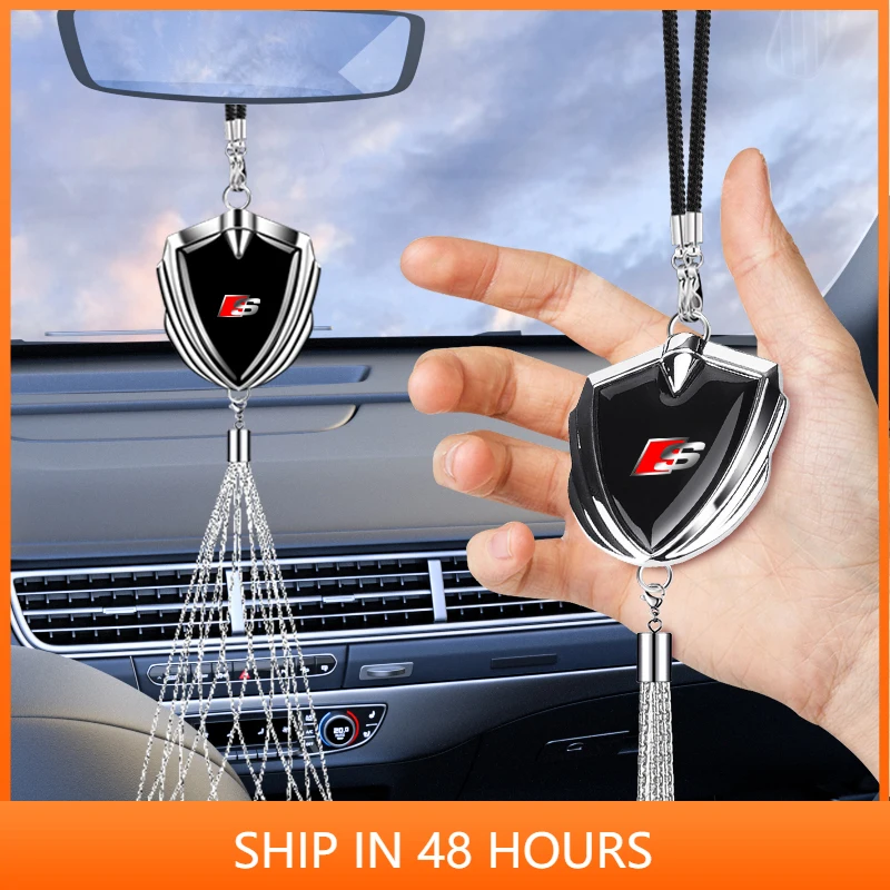 

3D Metal Car Badge Rear View Mirror Pendant Hanging Ornaments Auto Accessories For Audi S line TT a4 b8 b6 a3 8p a6 c7 c8 a5
