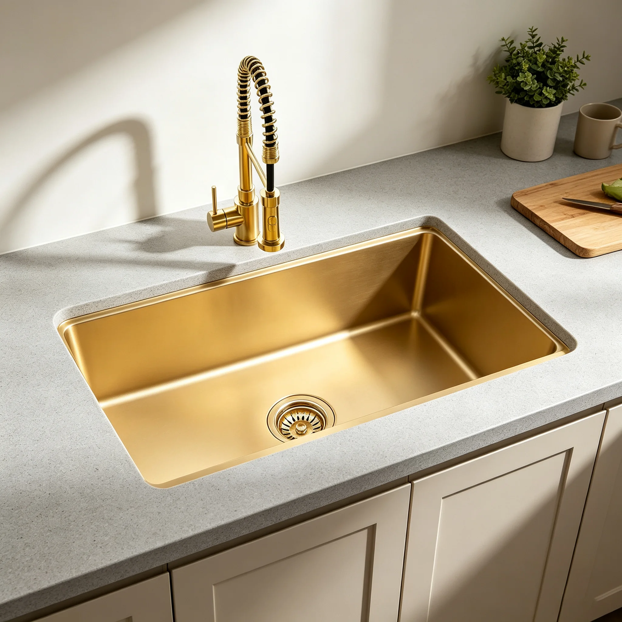 New Design Custom Gold 304 SUS Kitchen Sink Standard Single Bowl Perfect for Family Dining Room Elegant and Durable