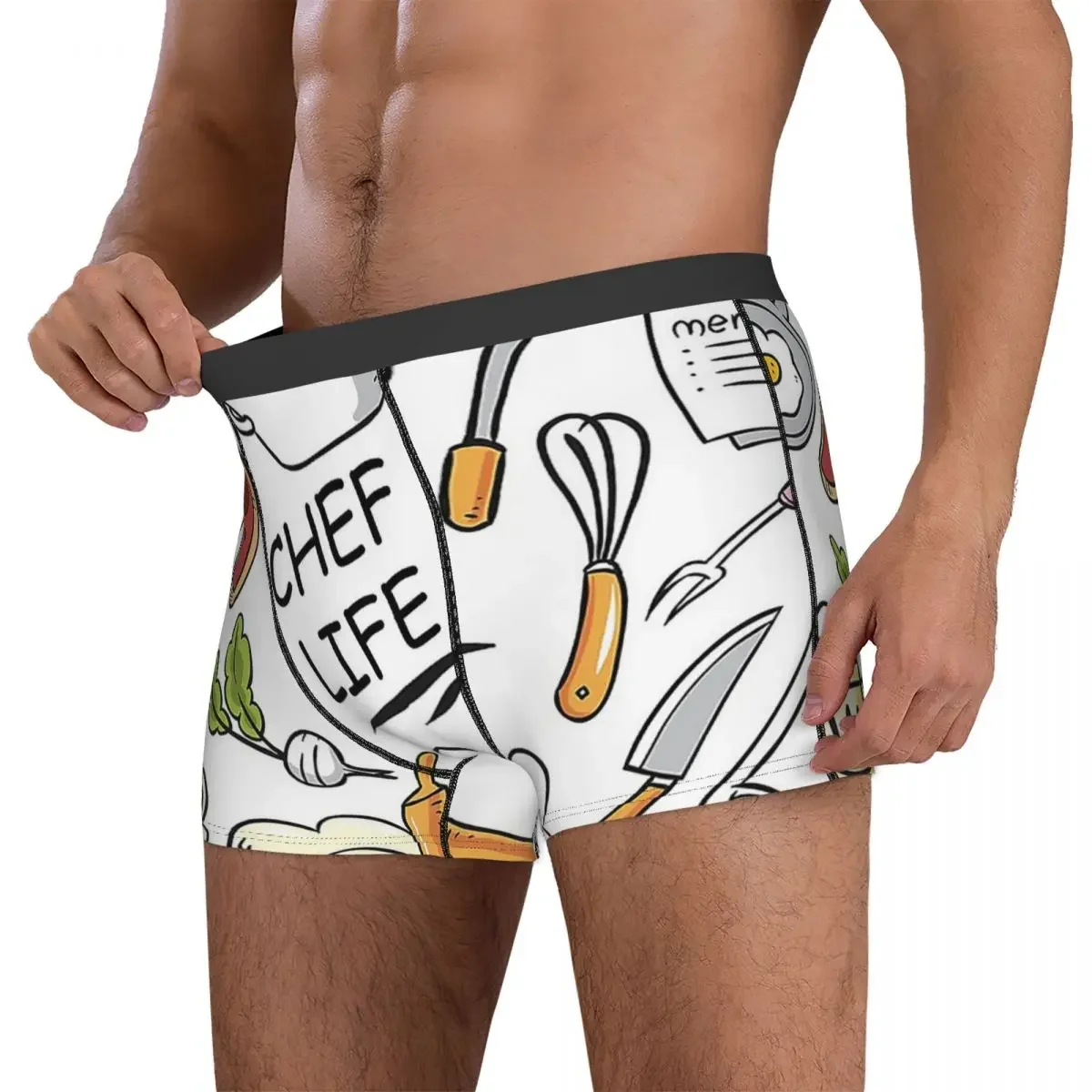 Boxer Underpants Shorts Chef Life Panties Men's Ventilate Underwear for Homme Man Boyfriend Gift