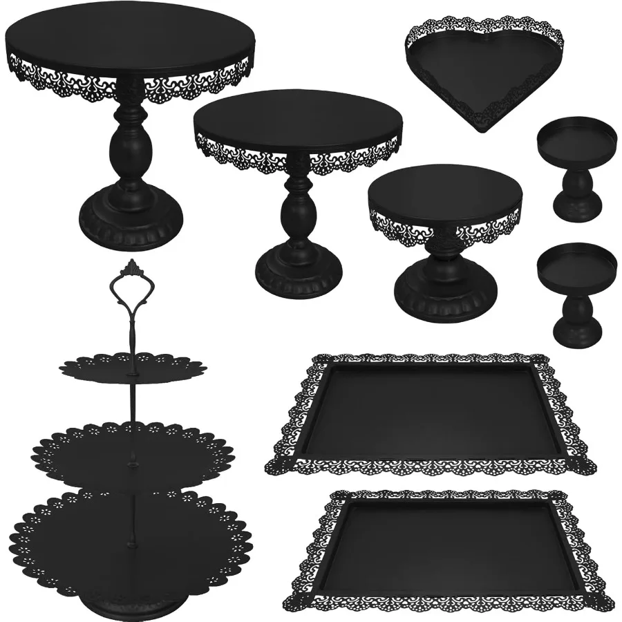 

Set of 9 Cake Stands Metal Cupcake Stand Set Multiple Styles Candy Fruit Display Tower Dessert Plate Cake Serving Tray for Birt
