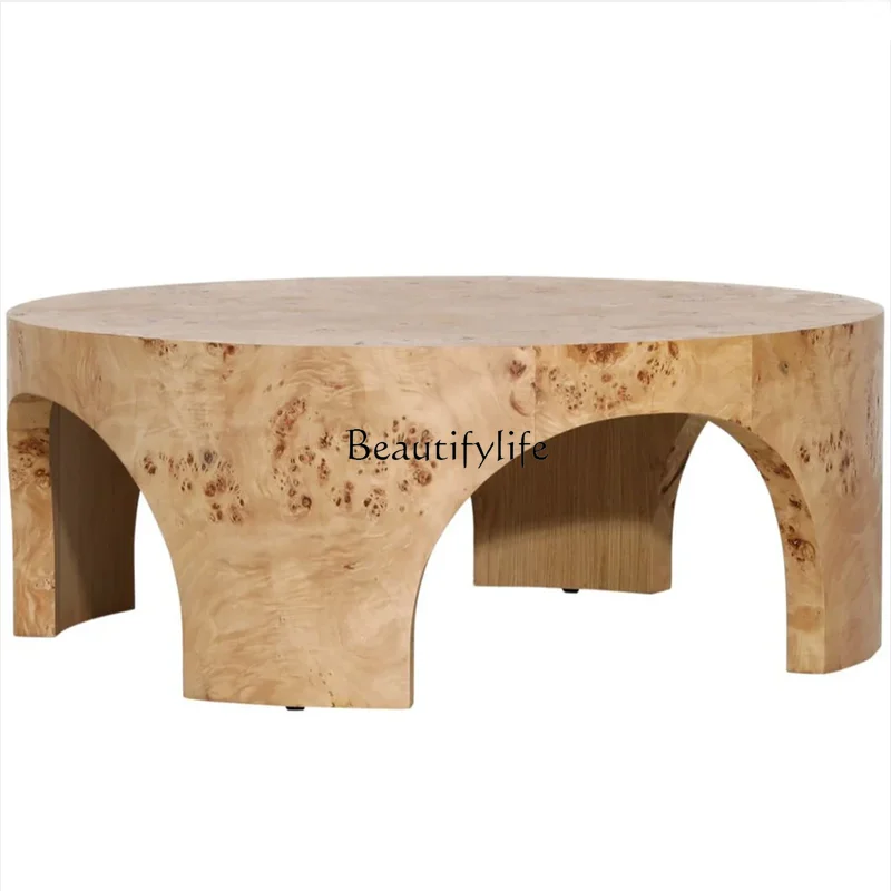 

Medieval French round coffee table retro style small apartment retro simple