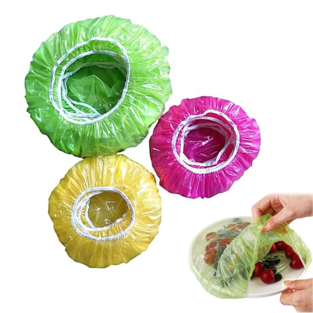 60/90pcs Plastic Bowl Covers Reusable Dust-proof Food Preservation Lids Elastic Fits Most Plates and Dishes Kichen Accessories