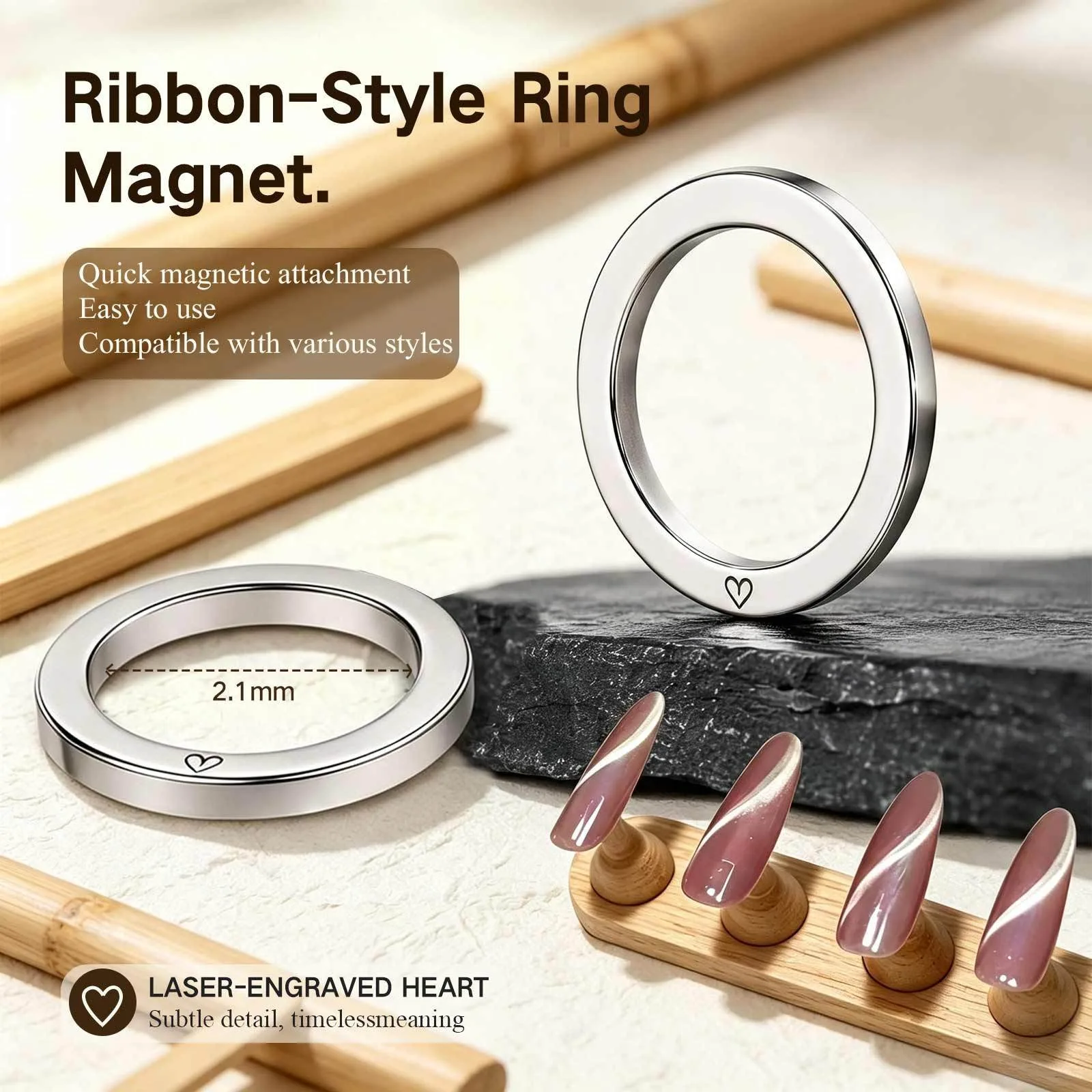 Ring Cat Eye Magnet Tool for Ribbon Effect, Strong Circular Magnetic Wand for Nail Art, Easy to Use Manicure Accessory