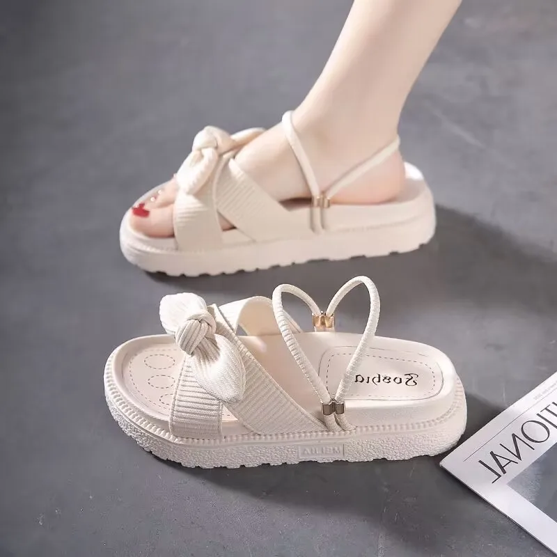 

Large Size Women's Sandals 4-43 Faionable Summer Flat Thi Heel Fairy Roman Sle Slip-On Casual Low Top Glue-Welding oes