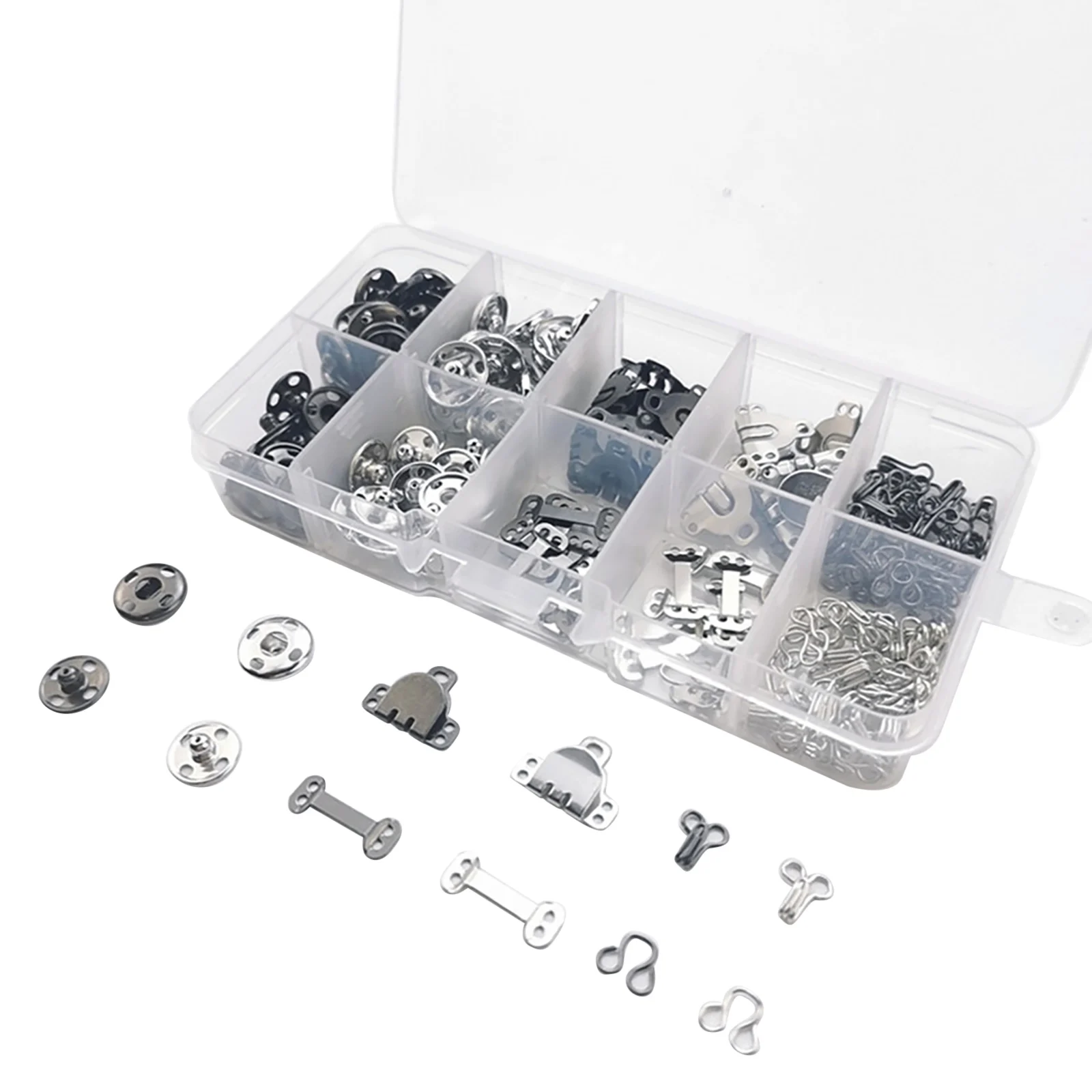 100 زوج/صندوق 3 أنماط الخياطة هوك والعين أزرار إطباقية الملابس زر الخياطة DIY أداة إغلاق الملابس تحديد أداة