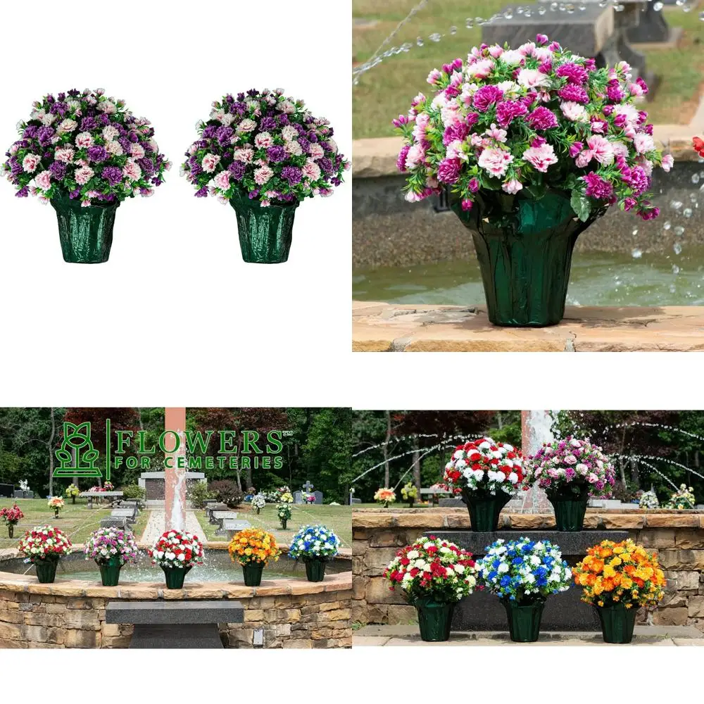 

Weighted Pot Bouquet with Artificial Flowers - 18-20 Inches Tall, Fade Resistant for Home, Office, or Memorial Decor