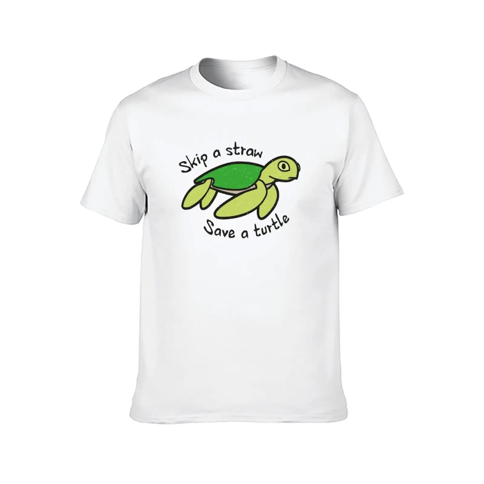 Skip A Straw Save A Turtle - Ocean Pollution T-Shirt summer 2025 quick drying oversized t shirts for men