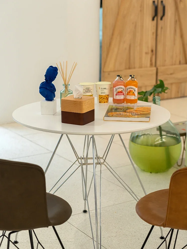 Round Table Iron Art White Dining Table Nordic Table Milk Tea Shop Cafe