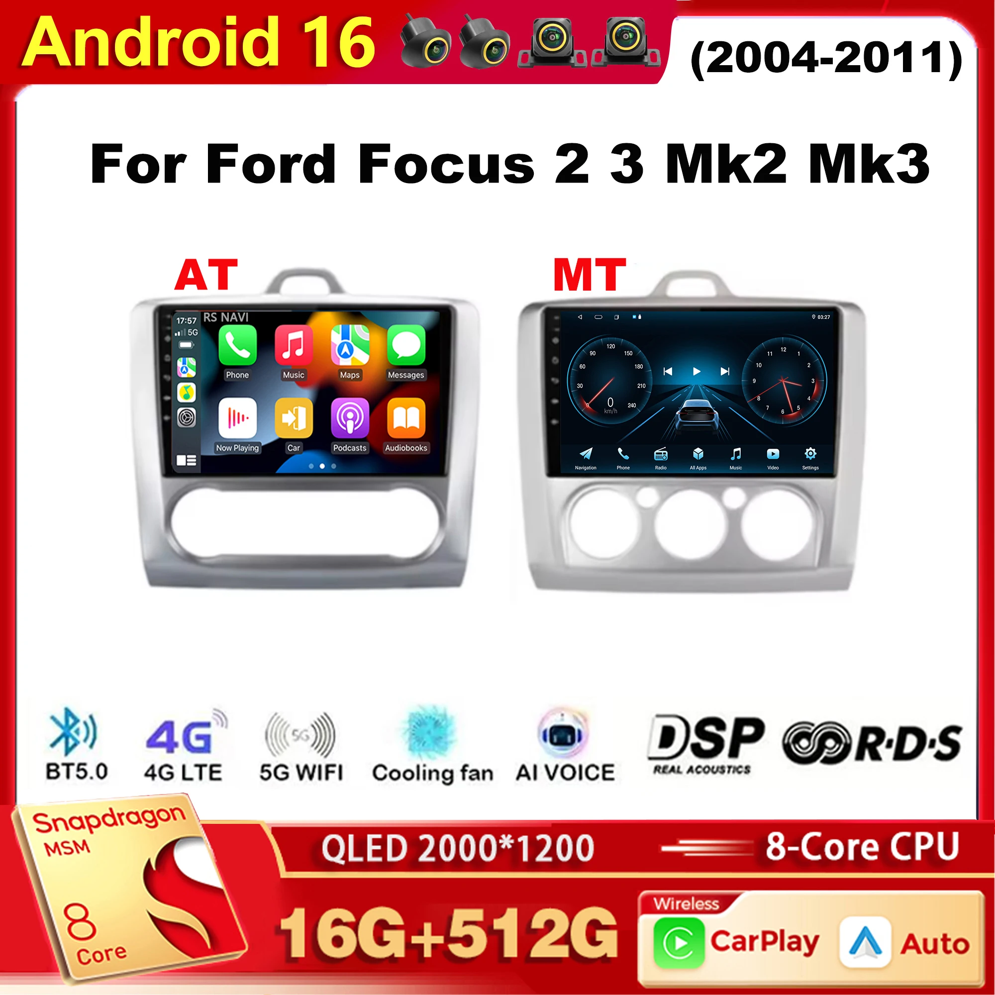 

Android 15 Car Radio Multimedia Player For Ford Focus 2 3 Mk2 Mk3 2004 - 2011 Auto Carplay Car Stereo DSP wifi+4G Ai voice 2 Din