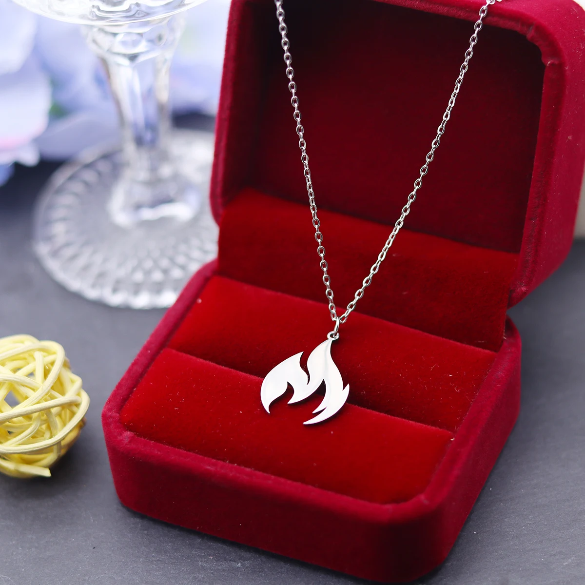 كينيتيال الفولاذ المقاوم للصدأ الرجال لهب قلادة قلادة فاسق موضة النار سحر قلادة مجوهرات هدية بالجملة #6