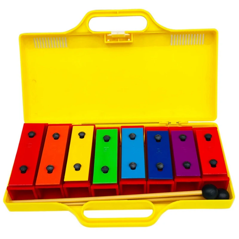 8 Notes Chromatic Xylophone Glockenspiel Resonator Bells With Yellow Case