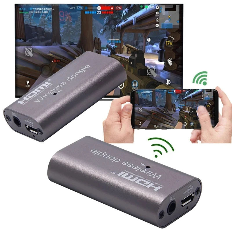 1080P อะแดปเตอร์แสดงผล WiFi ไร้สายทีวีแชร์ dongle ตัวรับสัญญาณเสียงวิดีโอตัวขยาย HDMI สำหรับโทรศัพท์ iOS Android กับจอมอนิเตอร์ทีวี