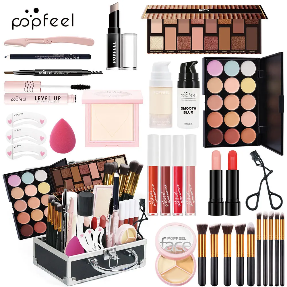 Kit trucco tutto in uno |   Set cosmetico professionale con pennelli, rossetti, ombretti, fard e primer |   Per principianti/espert
