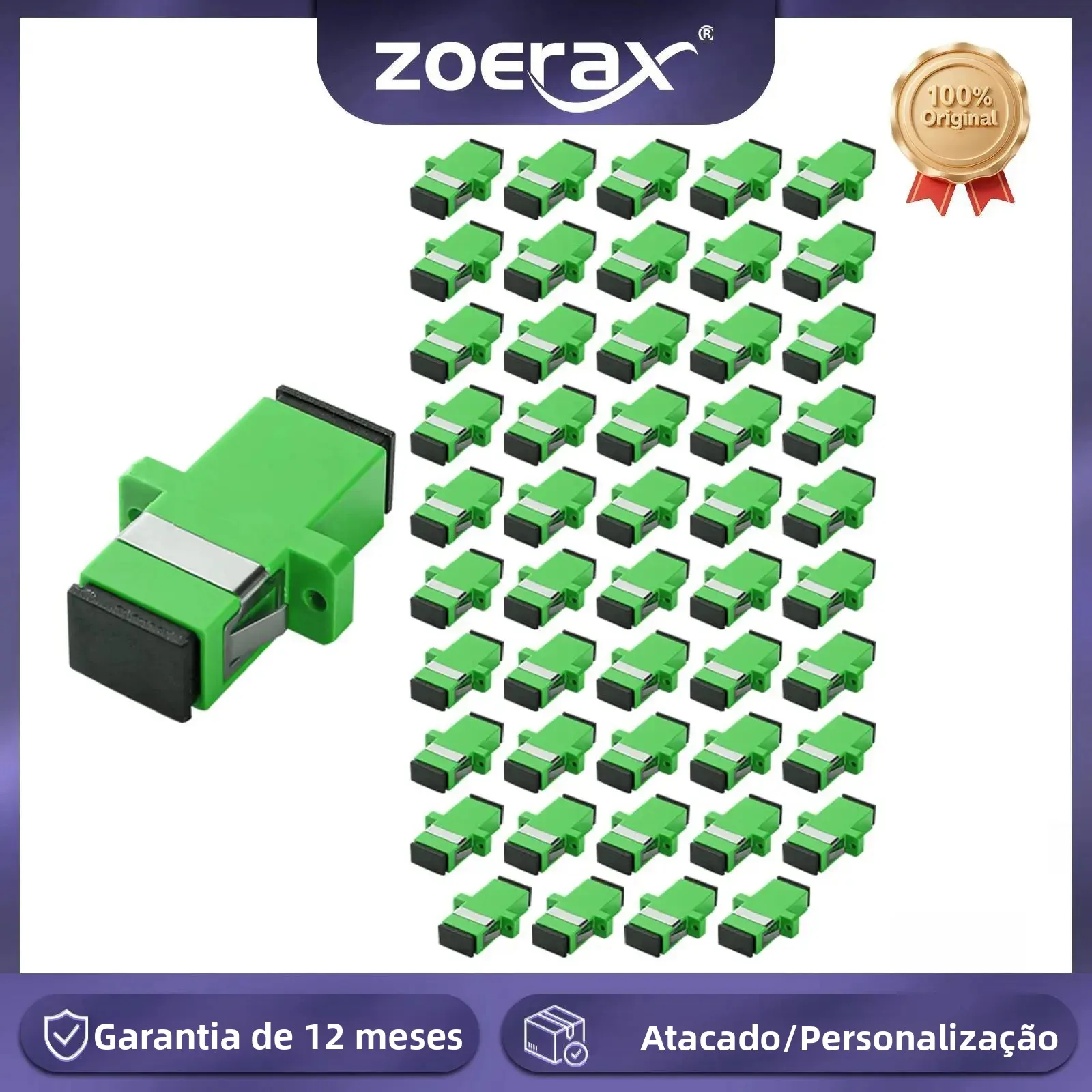 Adaptador de Fibra Óptica ZoeRax SC APC Simplex SC Fêmea para SC Fêmea, Conector Acoplador de Fibra Óptica Monomodo para Rede de Internet
