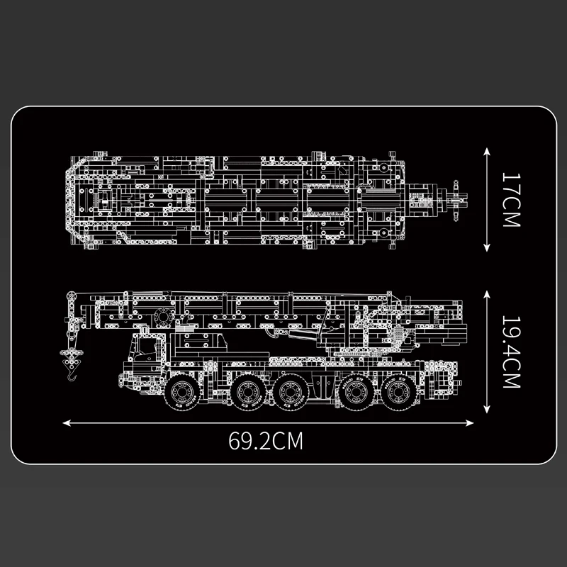 MOLD KING 17073 17074 การวิเคราะห์เมืองวิศวกรรมLTM1110 Mobile Crane APPรีโมทคอนโทรลอาคารบล็อกรถบรรทุกของเล่นสําหรับผู้ใหญ่