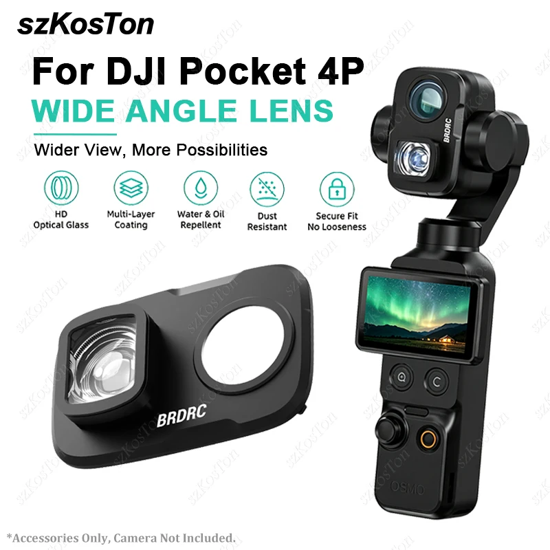 Filtre d'objectif grand angle pour caméra DJI Osmo Pocket 4 Pro, objectif grossissant 110 °   Objectif grand angle pour appareil photo, accessoires de photographie