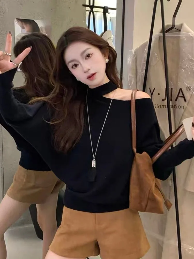 

Высококачественный женский вязаный топ с колючками све, осенняя коллекция Ele Sle, повседневный свободный крой из полиэфирного волокна