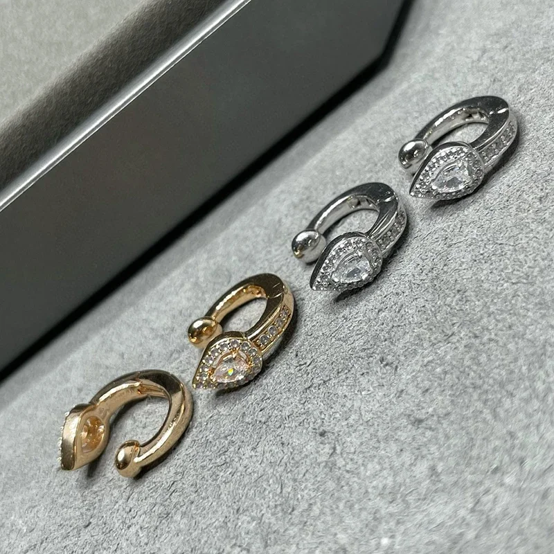 

Luxury Designer Pure 925 Sterling Silver Jewelry For Women Red Water Drop Clips Earrings Water Drop Classic Bohemia Design Fine