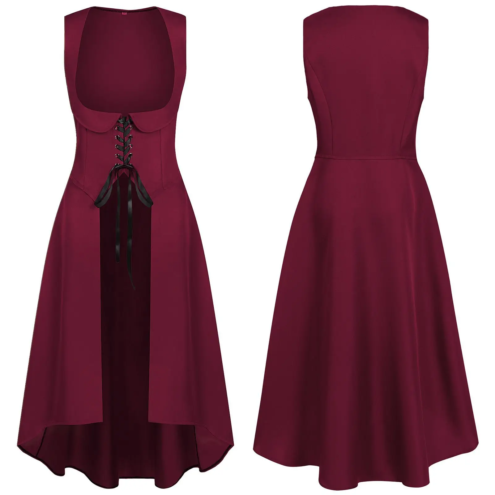 

Vintage Medieval Dress Women Long Sleeve Cosplay Costume Spring Autumn Theme Party Performance