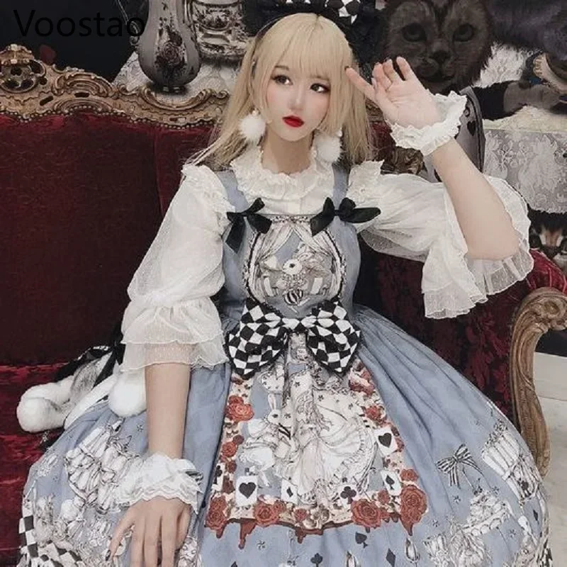 Japanische gotische Lolita Kleid Mädchen Vintage dunkle Beerdigung Lolita Jsk Kleid Frauen Harajuku coole ärmellose Punk Hosenträger Kleider