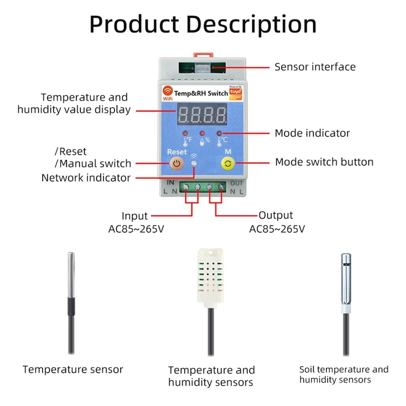 Tuya WIFI Circuit Breaker Smart Temperature Humidity Soil Control On-Off With Display Remote Monitoring Voice Alexa