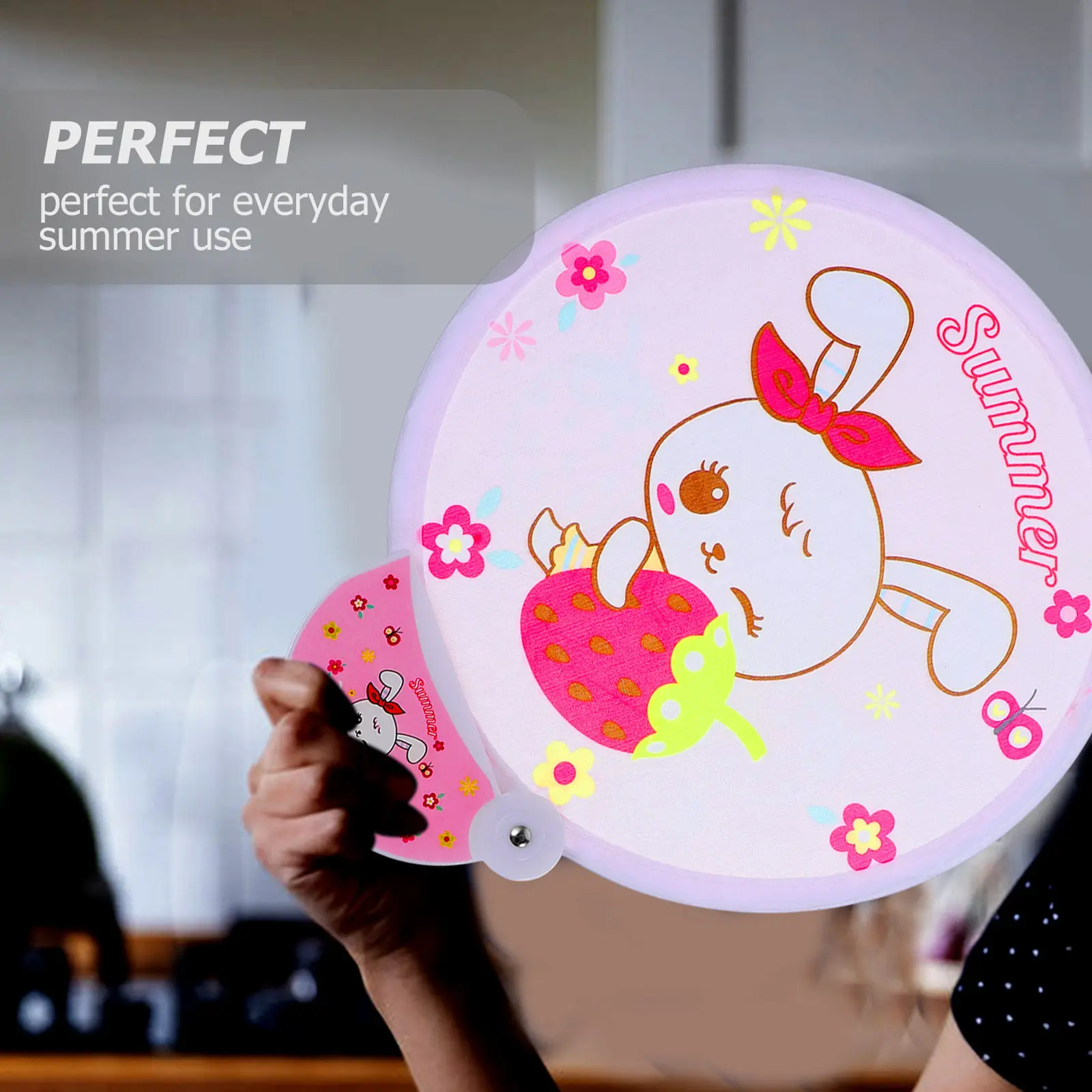 

Набор из 5 складных круглых вееров с мультяшными рисунками для детей, из шелковой ткани, для традиционных танцев, вечеринок, летнего домашнего декора, фотосессий