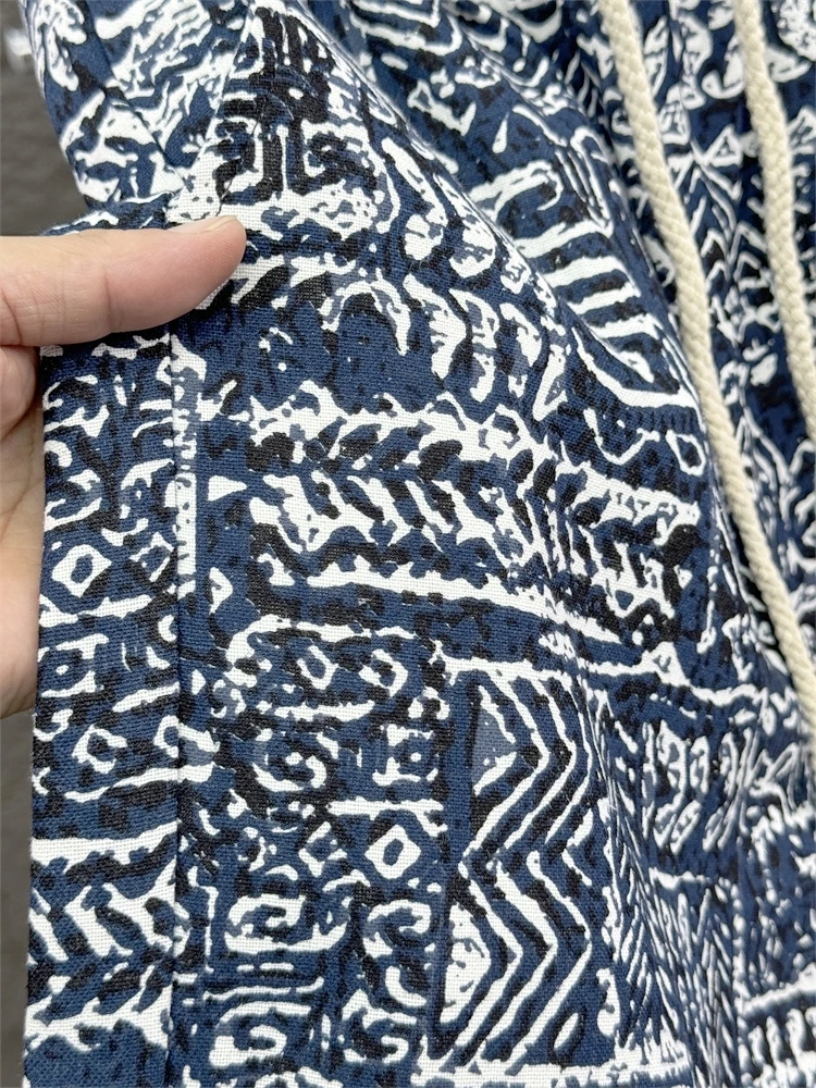 

Роскошные мужские джинсовые рта Cuban Sle, летние свободные прямые повседневные джинсы с цветочным принтом и пятью пуговицами