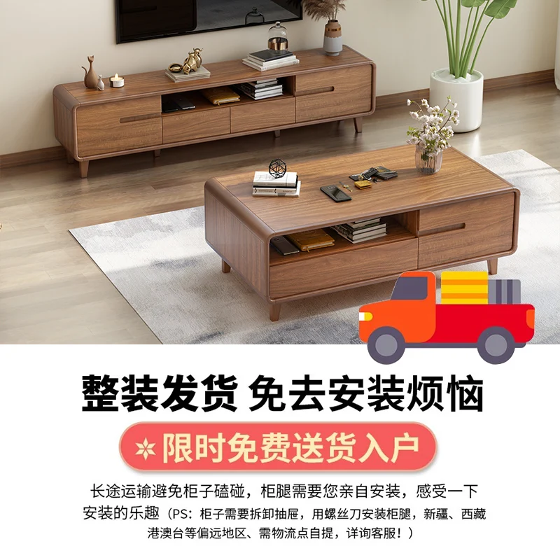 Tavolino TV mobile combinazione soggiorno struttura in legno massello integrata contro il muro