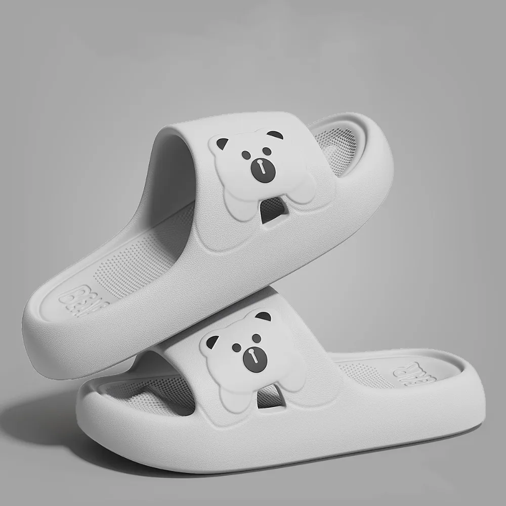 

Модные противоскользящие тапочки из ЭВА, пляжная одежда с открытым носком, тапочки на плоской подошве, женская обувь с защитой от запаха, домашние тапочки с мультяшным медведем