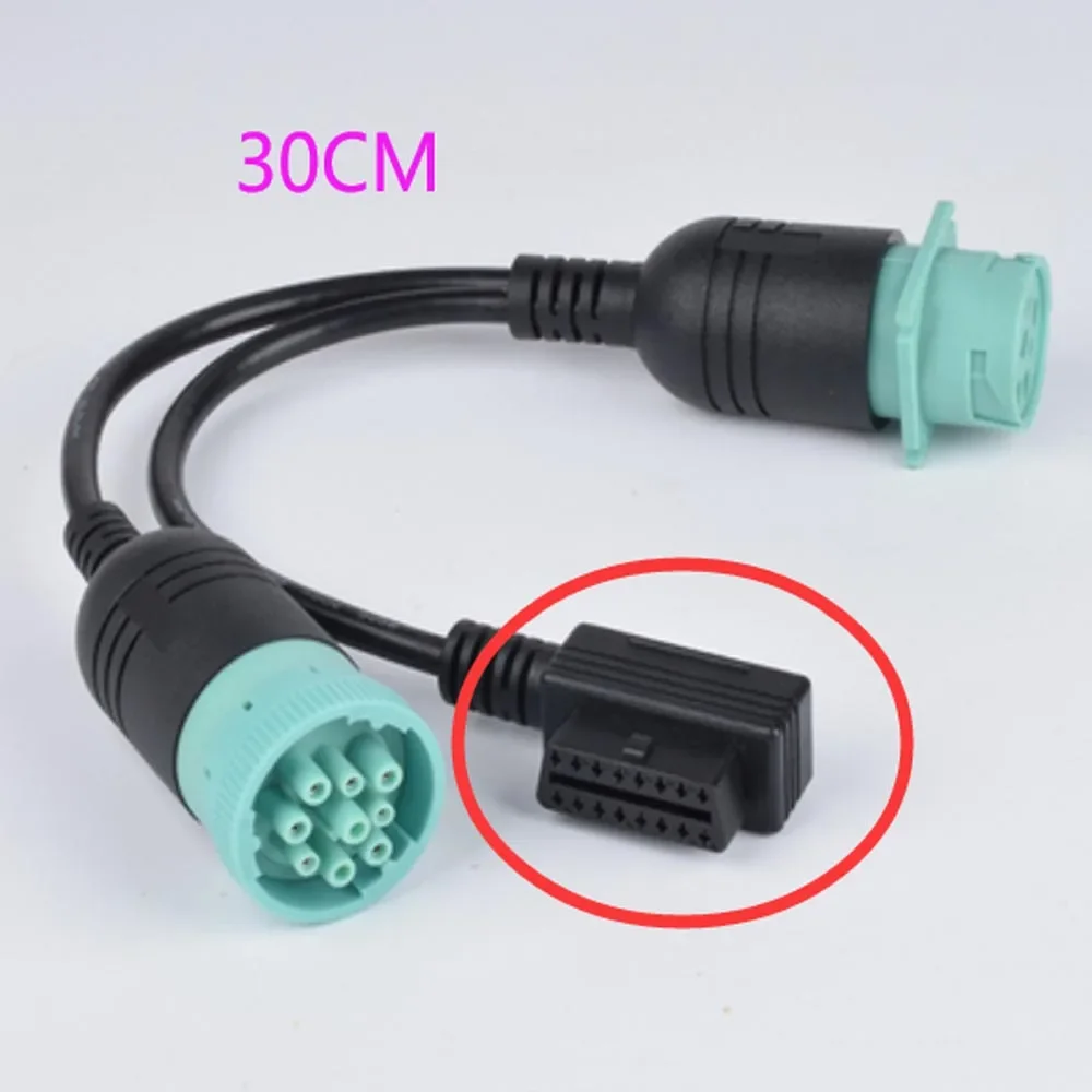 For Cummins 9Pin J1939 Truck Y Cable to OBD2 16Pin Female Adapter J1939 9Pin Cable for cummins/cat Diagnosctic Tool Connector