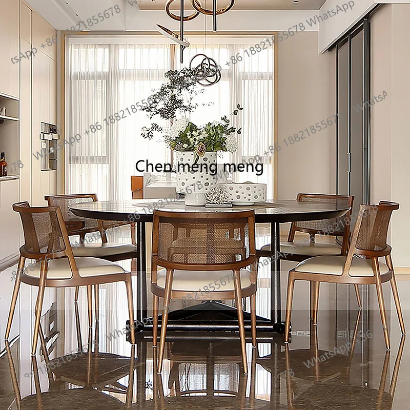 

Retro solid wood dining chairs, restaurant upholstery, leisure backrests, rattan chairs, Nordic simple rattan