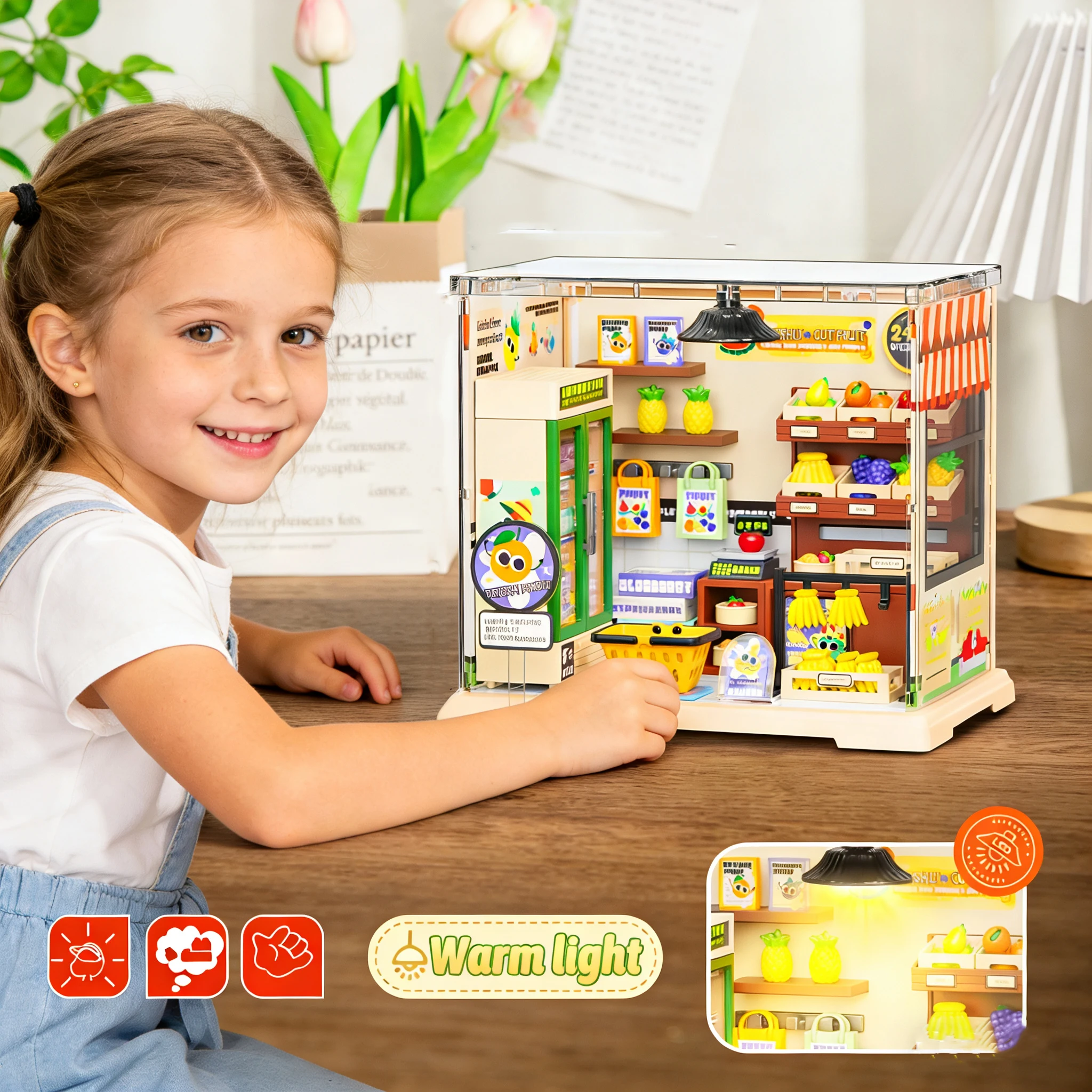 

1 шт. миниатюрный домик для самостоятельной сборки, забавная микросцена, супер-домик, магазин у дома, спальня, кухня, игрушка, лучший подарок для детей.