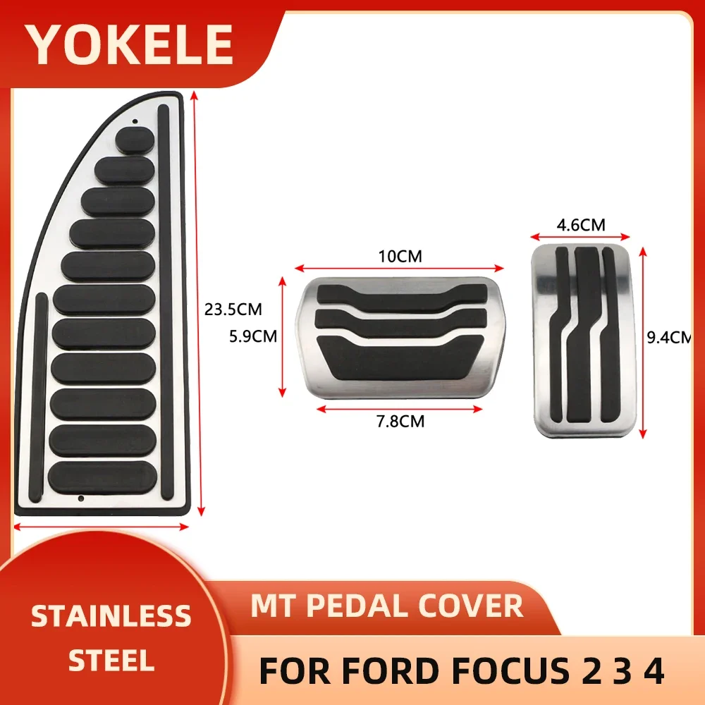 ステンレス鋼の燃料ペダル,フットレストペダル,フォードフォーカス2, 3, 4,mk2,mk3,mk4,2005-2018のカバー,アクセサリー