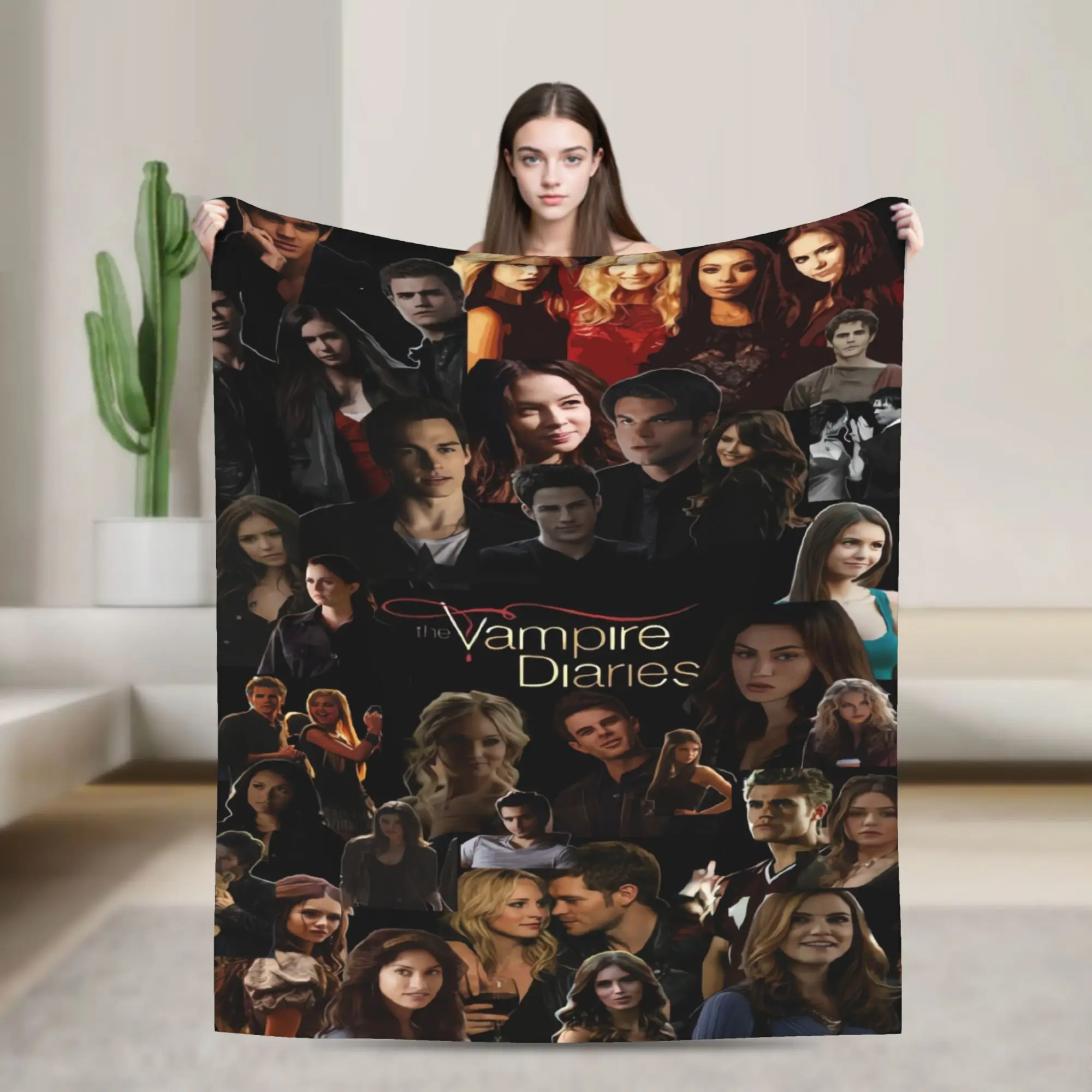 Warm BlanketChildren Camping Old Cast Photo The Vampire Diaries Bedding Throws  Flannel Bedspread For Couch Chair Sofa Bed Cover