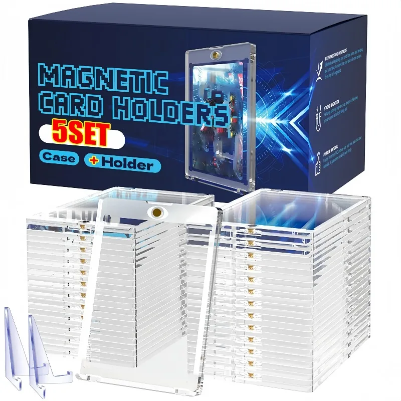 Etui na karty kolekcjonerskie z magnetycznym uchwytem 35PT, ochrona UV jednym dotknięciem, etui na karty sportowe, karty Kpop, stojaki ekspozycyjne na karty kolekcjonerskie