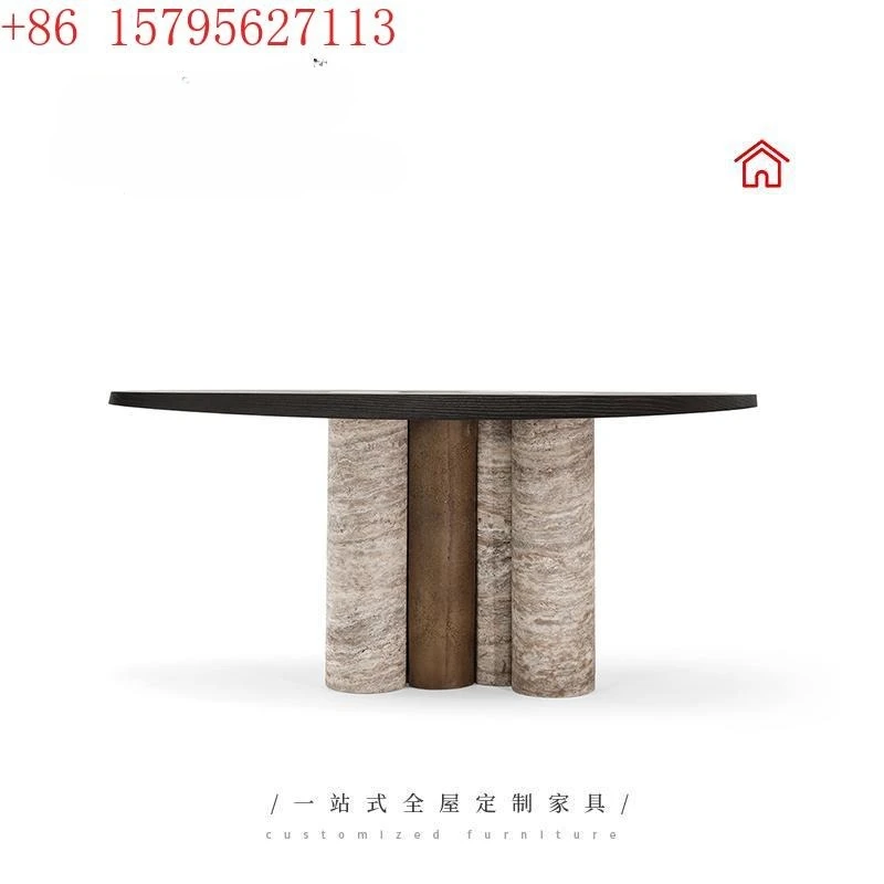 

Обеденный стол из натурального мрамора, круглый стол, римский травертин, ресторан, круглый светильник, роскошный элитный смысл, ваби-****, элитный