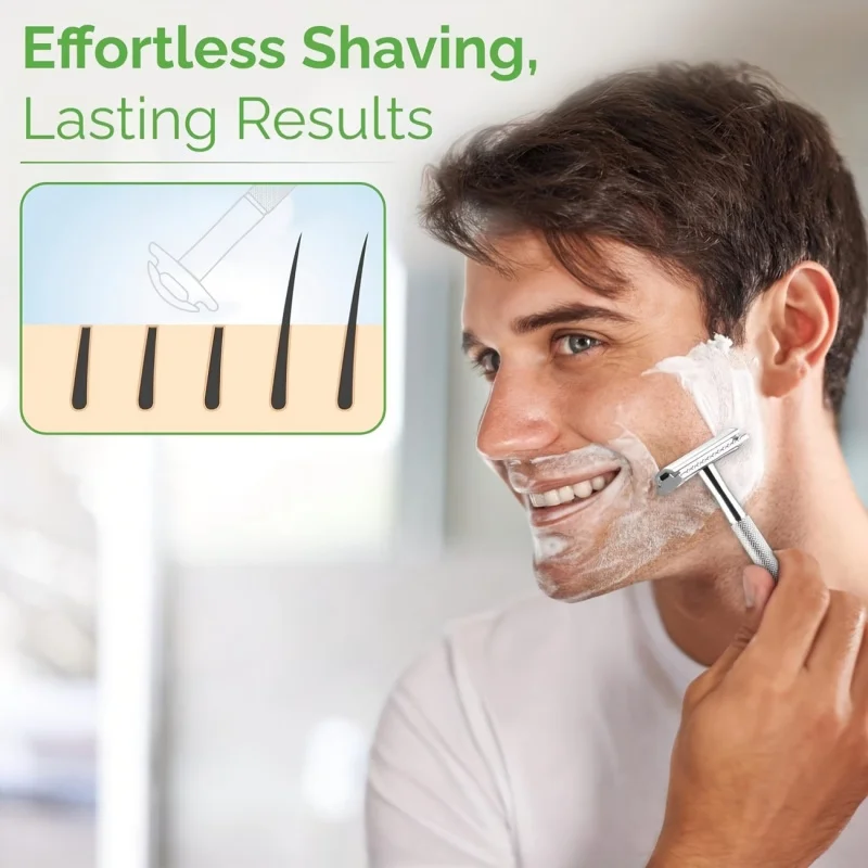 1set Classic Metal Safety Razor Manual Shaver with Blades Reusable Beard Hair Removal Pisau Cukur Lelaki